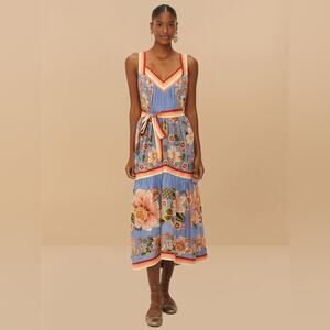 Farm Rio Blue Superbloom Tapestry Maxi Dress M